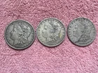 MORGAN SILVER DOLLAR COINS. LOT OF 3- 1891  S,O,P  CIRCULATED PRE. 1921  LOT# 13