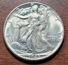 1945 Walking Liberty Half Dollar Ch. BU UNC Orig Toning Problem Free 90% Silver