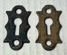 Lot 0f 2 Antique Original 1900's Reclaimed Door Keyhole Escutcheon Plate Covers