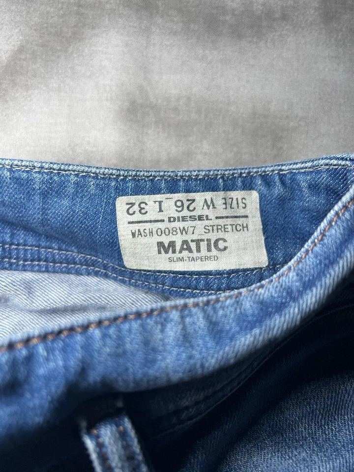 Diesel Matic Jeans Women Size 26x28 Blue Stretch Denim Low Rise Slim Straight - Image 3 of 4
