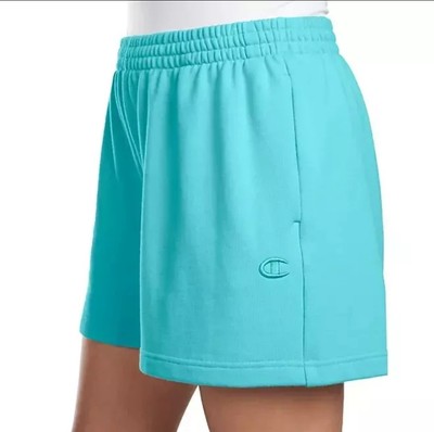 Champion Ladies French Terry Short Size Large Aqua Excursion Blue