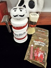 Blade Bank vintage "Gay Blade" con rasoio Gillette anni '50 e spazzola da barba