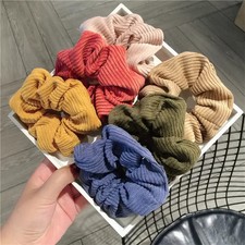 Autumn and Winter Women Warm Corduroy Big Hair Scrunchies Solid Soft Vintage Hai