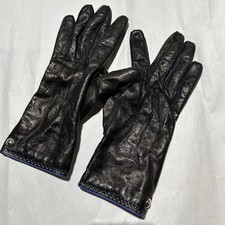 Coach Womens Leather Basic Gloves Cashmere Lined 7 1/2 Shiny Black Soft Great