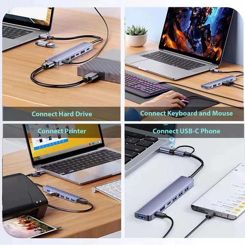 7 in 1 Multi Port USB-C Hub Type C To USB 3.0 4K Adapter For MacBook / Laptop UK - 第 9/14 張圖片