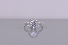 Sterling Silver Cubic Zirconia Solitaire Halo Accented Band Ring 925 Sz: 8