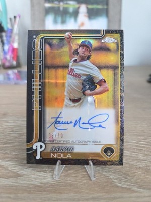 2025 Topps Gilded Collection Auto Aaron Nola #CGA-AN  Black Refractor /10 (AU)