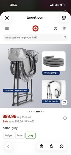 Serenelife Portable Gray Dog Bathtub with Drainage Pipe for Poodle