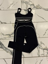 ALO Women's Black  White Activewear Set Bra  Leggings Size S Contrast Trim