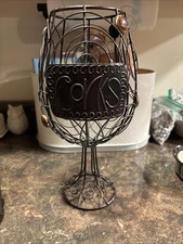 Decorative Art Cork Cage Holder Wine Glass Shaped Bronze 12"