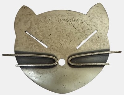 Vintage Beaucraft Sterling Cat Figural Mid-Century Modern Feline Face Brooch Pin