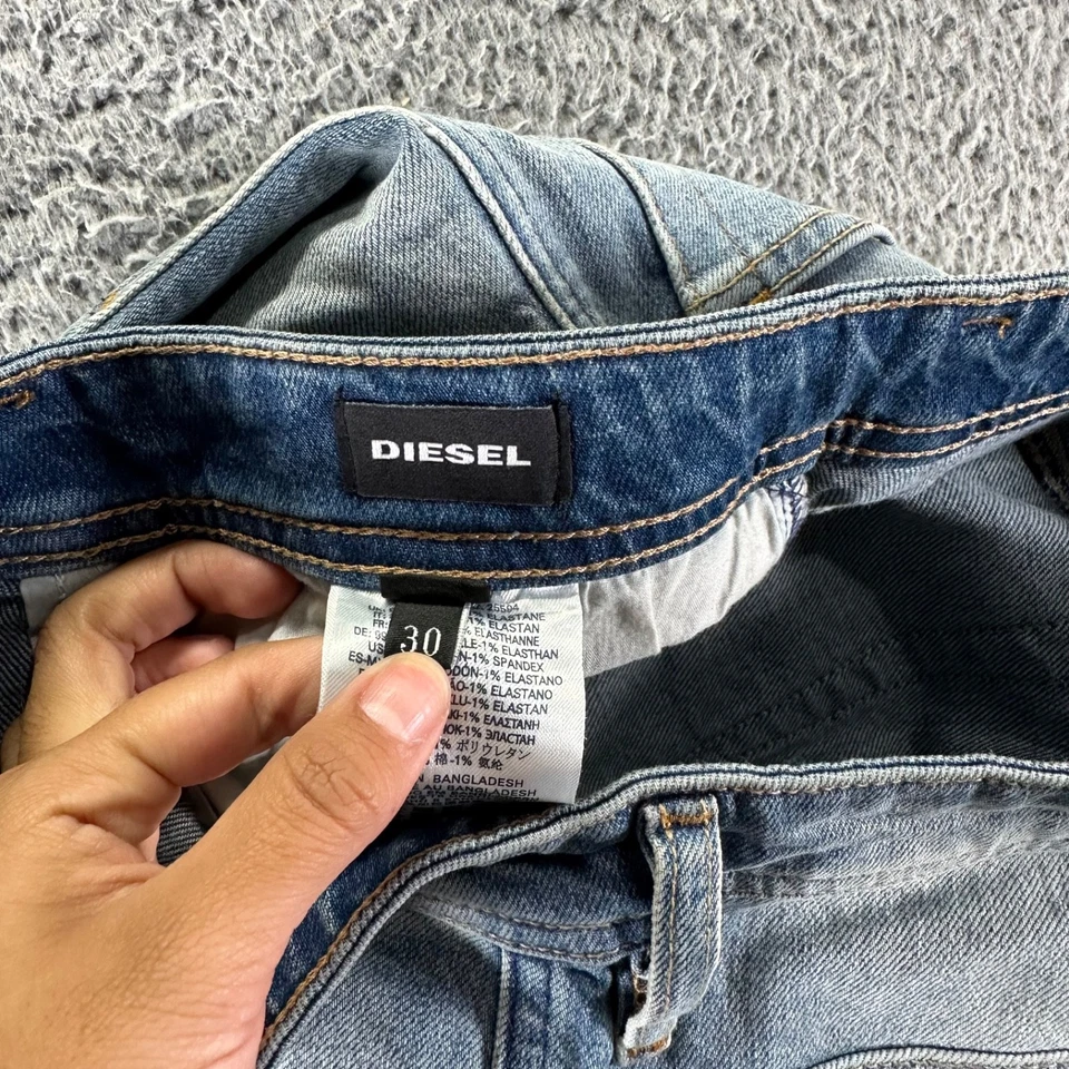 Pantalones Cortos Diesel Denim Para Hombre Talla 30 Azul Medio Lavado Algodón Elastizados Calce Ajustado Foto 3 de 4