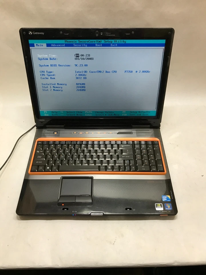 Gateway MS2252 17" Laptop Intel Core 2 Duo 4GB RAM NO HDD/OS Boots to BIOS! - DW - Image 3 of 4