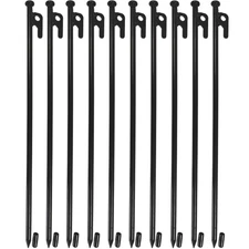 16 Inch Tent Stakes Heavy Duty, 10pcs Non-Rust Steel Tent Pegs Ground Stake A...