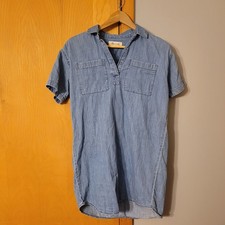 Madewell Denim Medium Wash Size XXS Pullover Collared V-neck Pockets