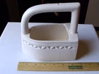VINTAGE MCCOY POTTERY IRON HANGING BASKET PLANTER 6 1/4" WHITE MATTE SPECKLED