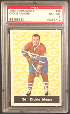 Dickie Moore 1961-62 Parkhurst #36 Graded PSA 8 NM-MT Montreal Canadiens