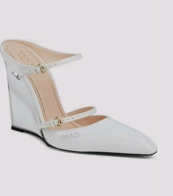 靴 GUCCI REGENT GREAT WHITE 38 GUCCI REGENT MULE WEDGES SANDALS IN WHITE SIZE 41 US 11 SHOES
