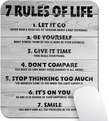 7 Rules of Life Inspirational Quote Mouse Pad, Positive Motivational Quotes Rust