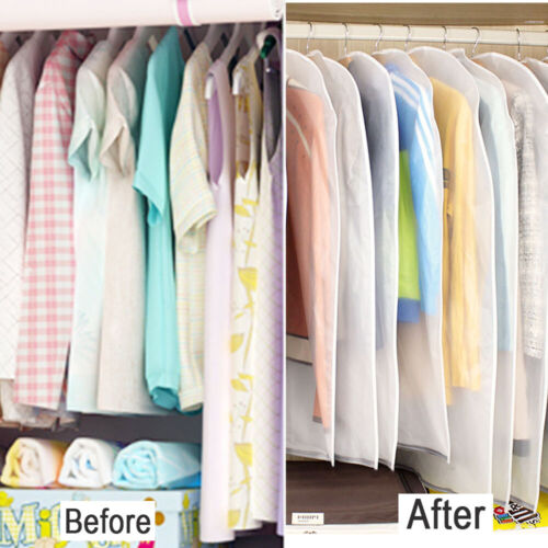 6 x Clear Coat Dress Garment Clothes Cover Dust Protector Travel Bag with Zip - Picture 2 of 6