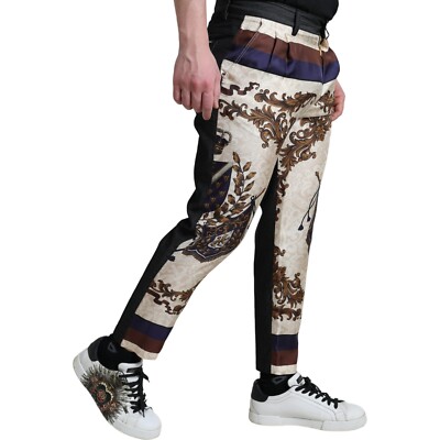 Pantalon Dolce & Gabbana En Cuir D'agneau Multicolore - Taille IT48/W34/M - NEUF Avec Défaut