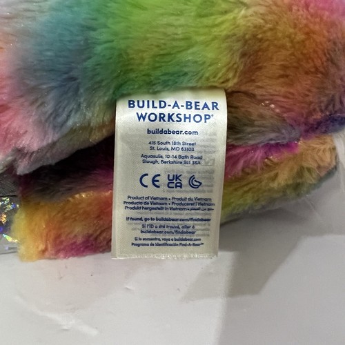 Build a Bear Workshop Rainbow Unicorn Plush 14" long-Tie-Dye BAB - Picture 8 of 8