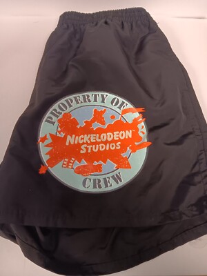 Nickelodeon Mens Black Shorts Large Studios Crew Liner Swim Trunks Dumbgood