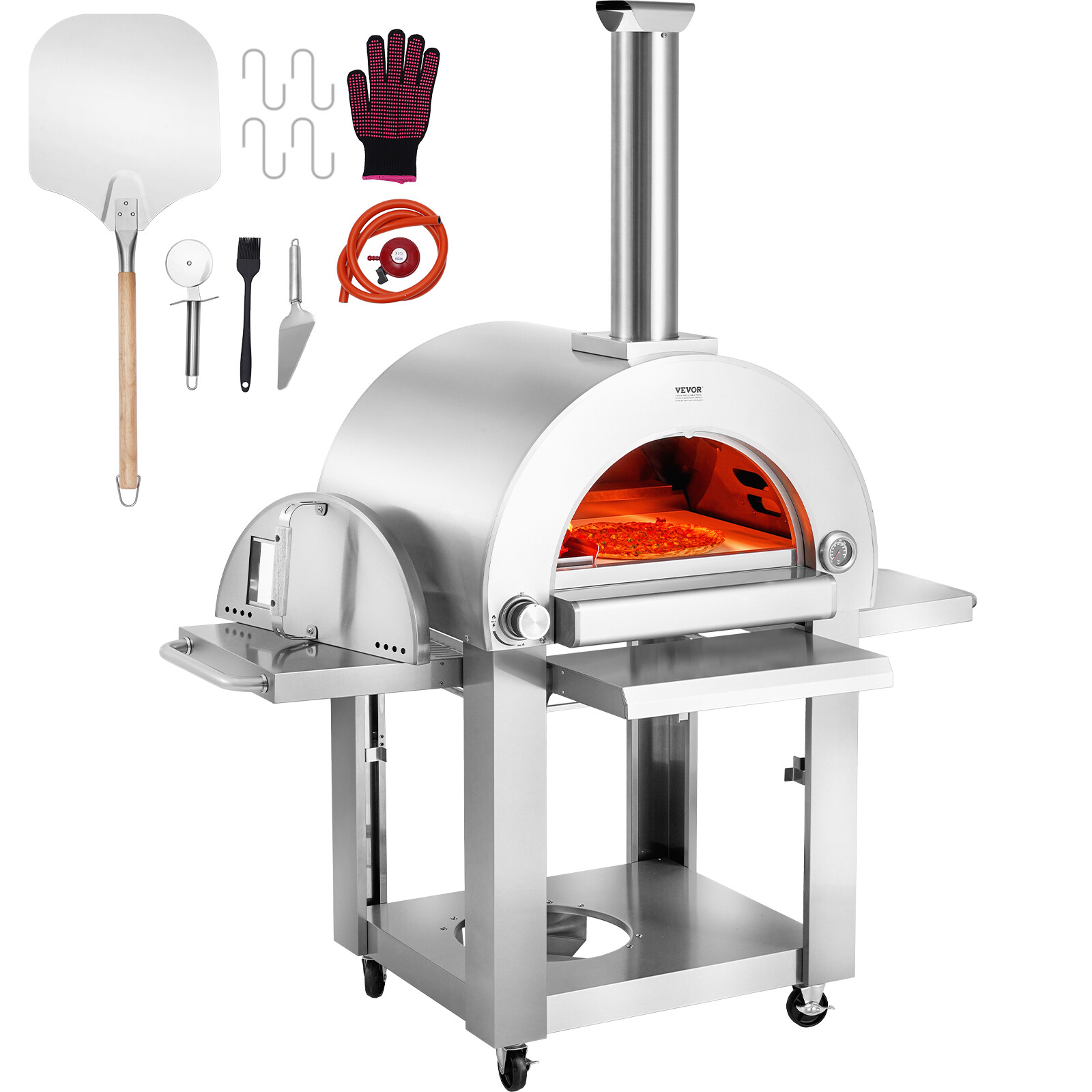 VEVOR Forno per pizza da esterno da 22" a pellet/gas portatile campeggio