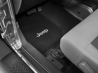 Fits 1987 - 1995  Jeep Wrangler 2 Dr Floor Mats 4pc Black with JEEP Logo Fronts