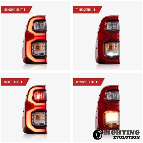 2015-2020 LED Tail Lights w/Animation Red Lens Rear Lamps For Toyota Vigo/Hilux - Bild 7 von 17