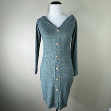 NEW Windsor size Large Women’s Off-Shoulder Sweater Dress Green Buttons