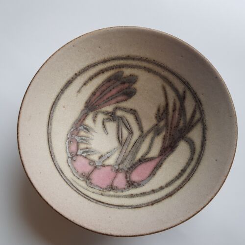 Japan ceramic pottery art bowl handcrafted vintage prawn crayfish Japanese - Picture 3 of 16
