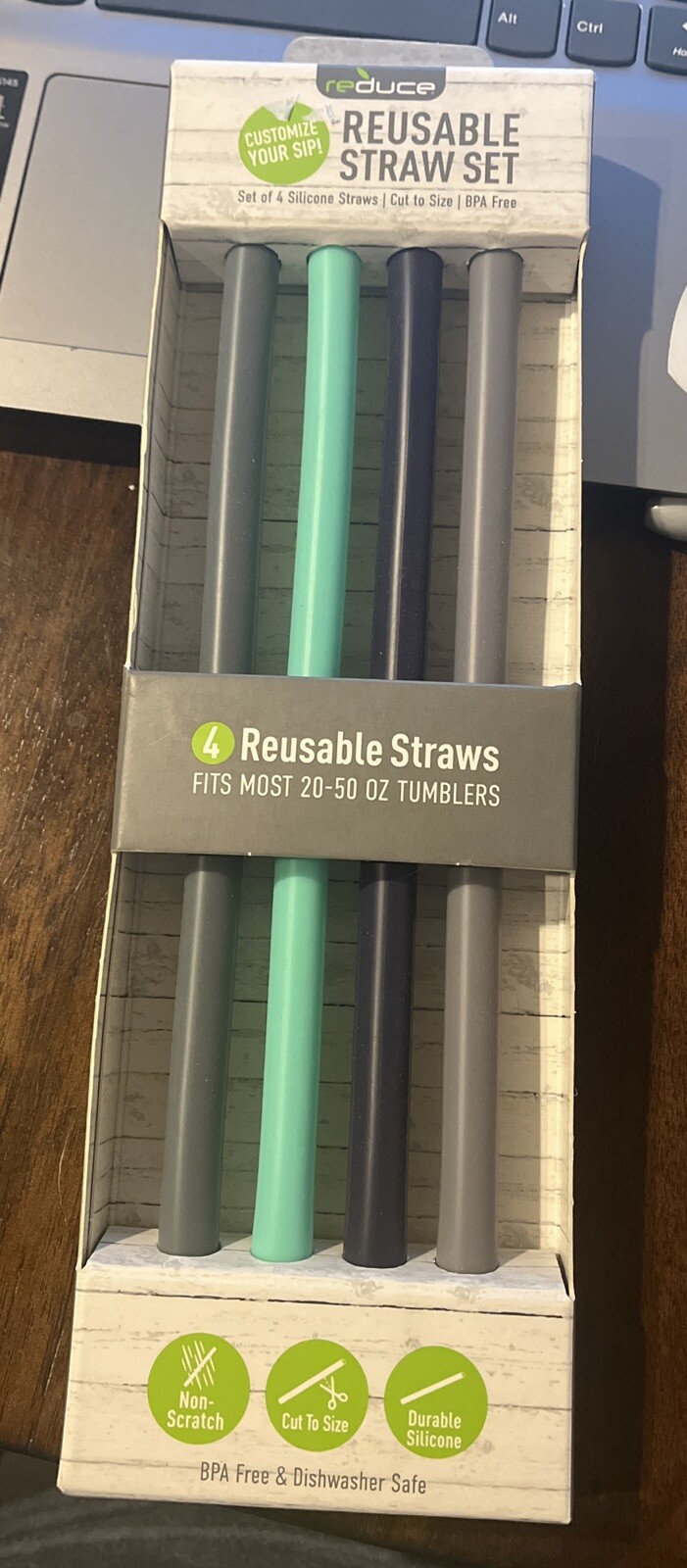 Reduce Reusable Straws Set of 4 - Flexible, Silicone Straws