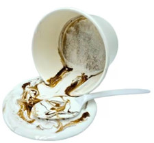 Display Fake Food Spilled Cup Of Vanilla Ice Cream With Hot Fudge