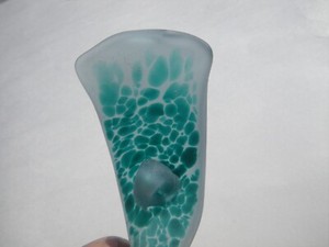 Sea Glass, Green Speckled Unique Shape with Eye Ring on One Side