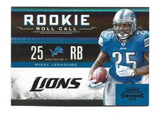 /50 Black 2011 Playoff Contenders Rookie Roll Call Mikel Leshoure #10 RC Card. rookie card picture