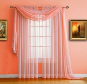 Dazzling voile valance Platinum Collection Crushed Voile Sheer Window Scarf Valance In Coral Ebay