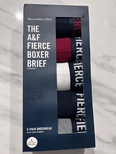 Abercrombie & Fitch Mens Large 5 Pack 95%Cotton Boxer Briefs Brand New