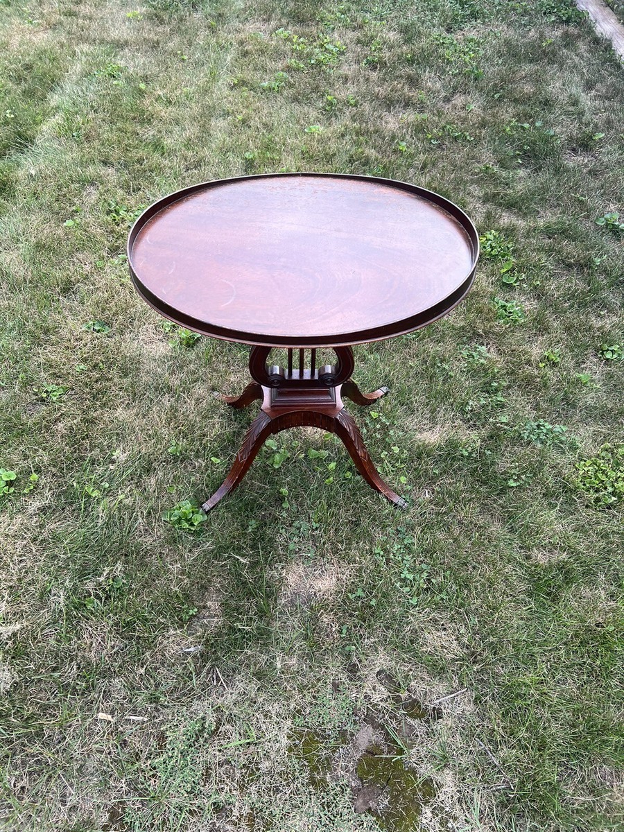 Vintage / Mid-Century MERSMAN Lyre Harp Base Oval Side Table | eBay