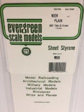 Evergreen  9009 Styrene Sheet Plain 6x12" 15.2 x 30.5cm .005".01cm pkg 3 A MIB