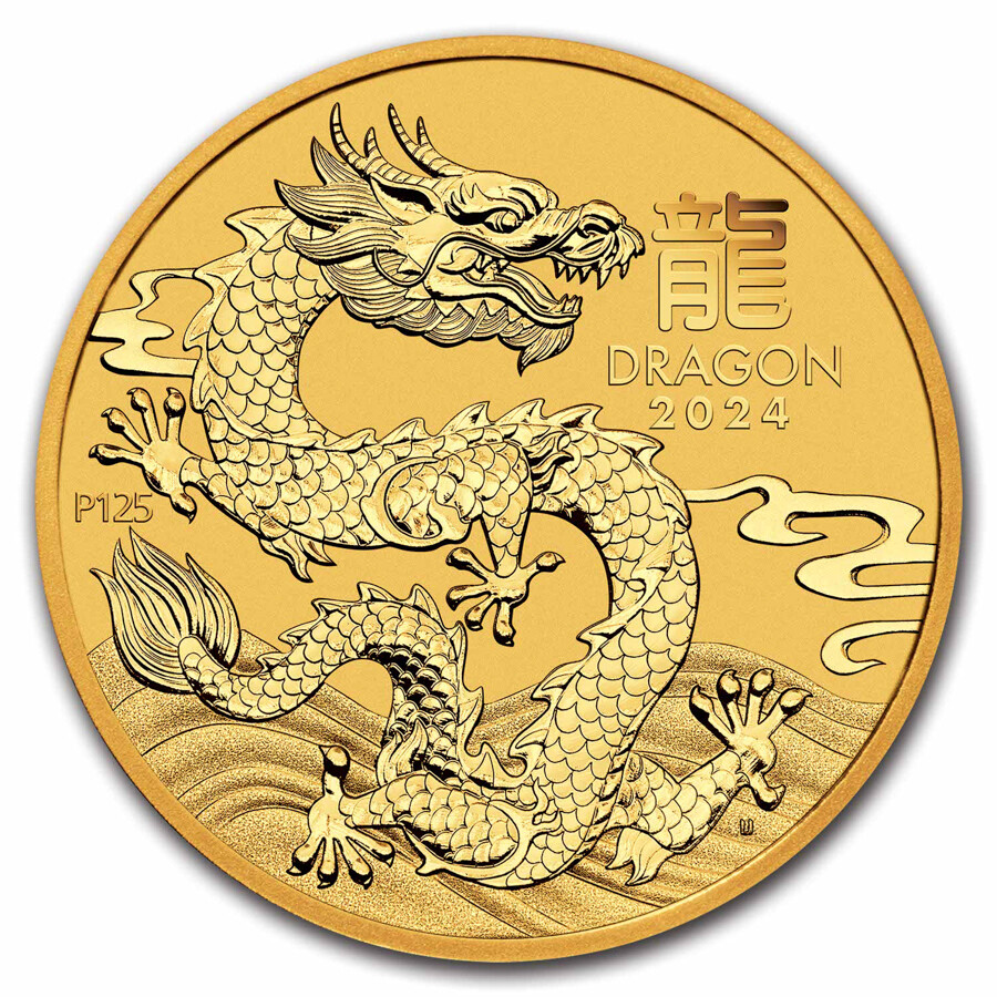 オーストラリア 2024 干支 ゴールデン ドラゴン 銀貨  BU 完全未使用品 2024 Australia 1 oz Gold Lunar Dragon BU (Series III) | eBay