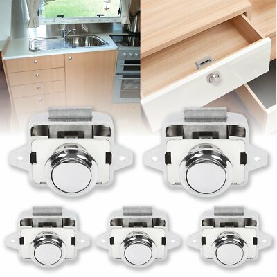 5pcs Push Button Drawer Cupboard Door Catch Lock Caravan Rv