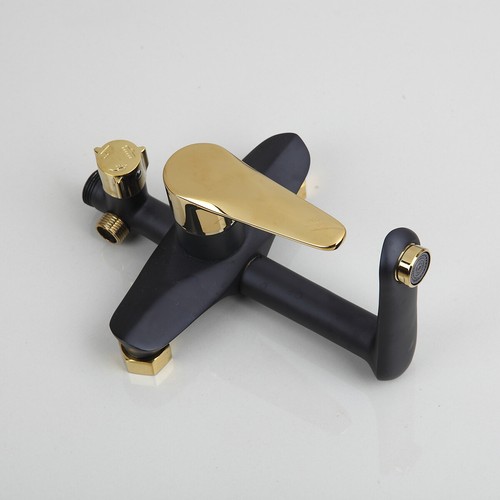Wall Mount Bathroom Black Painting+Gold Rain Shower Head +Handheld Spray Tap Set - Bild 5 von 10
