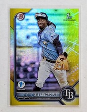 2022 Bowman 1st Edition Alejandro Pie 1st Bowman Yellow Foil /75 #BPFF-99 Rays