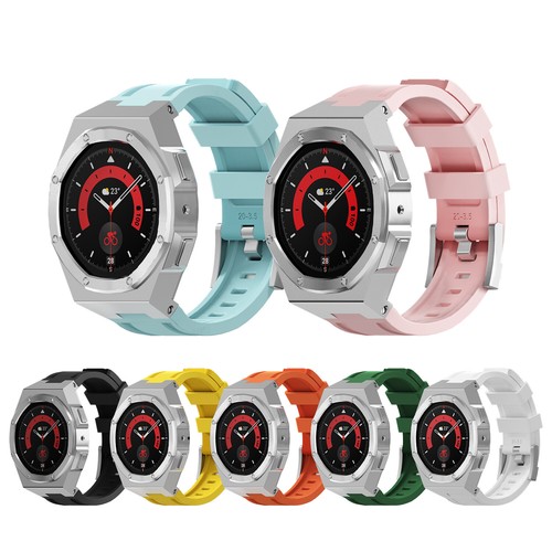 Für Samsung Watch4 Classic 46MM 4 5 40/44MM 5Pro 45mm Stahlgehäuse Gummiband Mod - Bild 6 von 39
