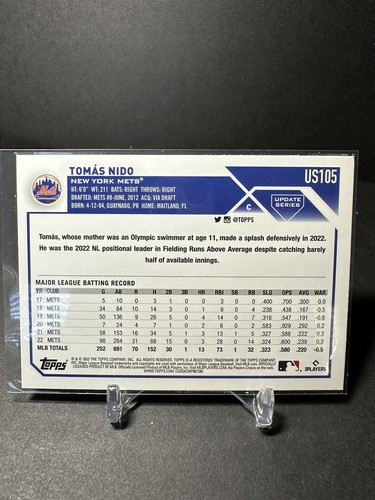 2023 Topps Update Series Tomas Nido Silver Foilboard #US105 Mets - Picture 2 of 2