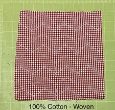 100 Cotton Fabric BTY BY THE YARD Red/Wht Checkered Print-Great For Masks