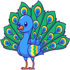 30 Custom Cute Cartoon Peacock Personalized Address Labels