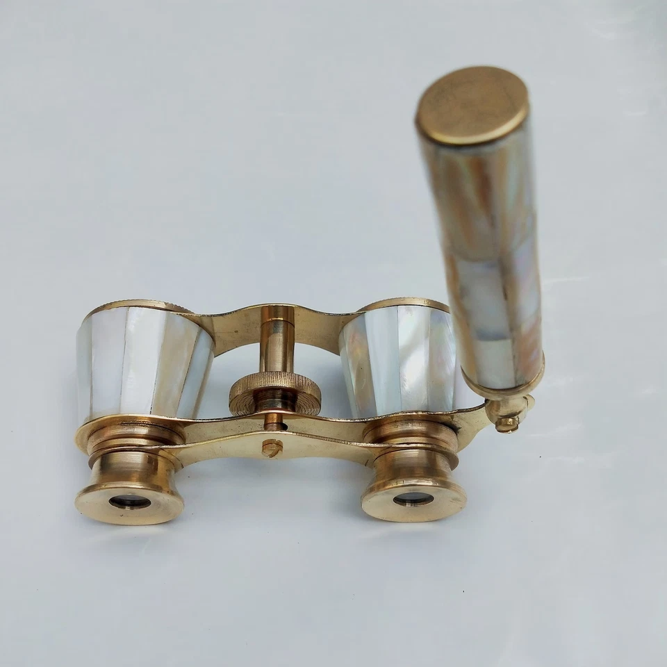 Vintage Brass Opera Glasses Mother of Pearl & Handle Brass Fittings France - Image 4 of 4