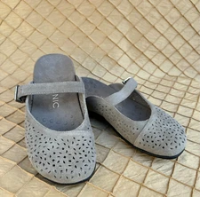 Vionic Lidia  Women’s Size 5 EU36 Gray Perforated Suede Leather Slip On Clog
